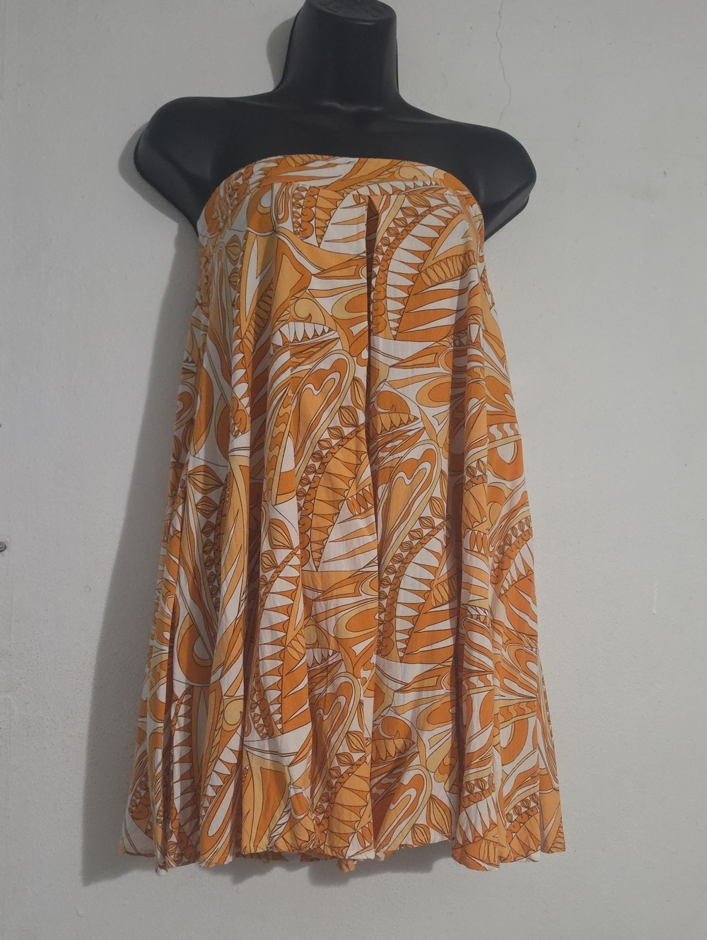 Aakaa Orange and White Strapless Jumpsuit Romper